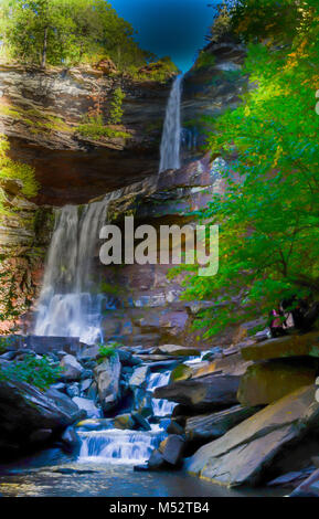 Kaaterskill Falls, a favorite vista of Hudson River Art painter Thomas Cole,  in the Catskill Mountains of Greene County, NY, USA. Stock Photo