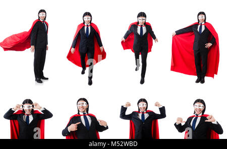 Man in red cover isolated on white Stock Photo