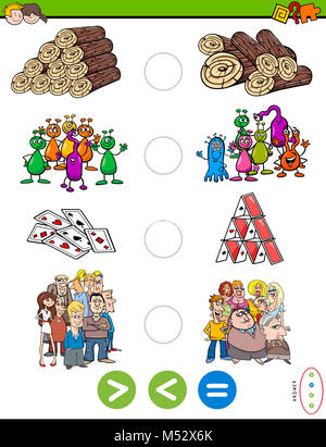 greater less or equal cartoon puzzle game Stock Photo