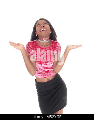 Happy exited African woman Stock Photo