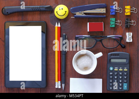 Layout office desk Concept: busines Stock Photo