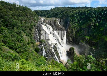 View of tropical rainforest and Barron Falls in full flow during the Wet Season, near Kuranda and Cairns, Far North Queensland, FNQ, QLD, Australia Stock Photo