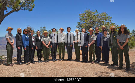 Grand Canyon Renews Sister Park Agreement with China's Yuntaishan World. Here is a group photo showing those who participated in a signing ceremony that renewed the agreeme Stock Photo