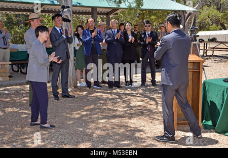 Grand Canyon Renews Sister Park Agreement with China's Yuntaishan World. Grand Canyon National Park and Yuntaishan Geopark from the Henan province of China renewed their five-year Sister Park Agreement on Tuesday, May 23, 2017.  The agreement allows for an intellectual exchange, international cooperation, and support for the mutual benefit of both parks to enrich the training of park staff and visitor experience. This relationship grants both parks to share firsthand Stock Photo