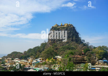 Mount Popa monastery perched on top of extinct volcano near Bagan, Myanmar Stock Photo