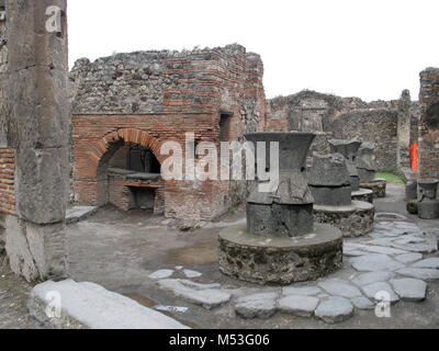 The ruins of the ancient city of Pompeii in Italy which was destroyed by the eruption of volcano Vesuvius in 79 AD Stock Photo