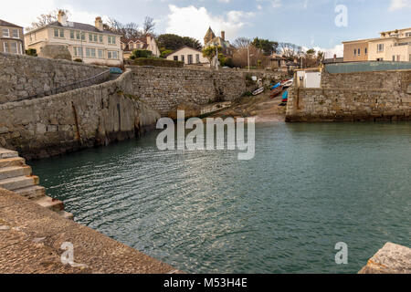 Coliemore Harbour is located in Dalkey (south Dublin). Furthermore, in the Middle Ages, Coliemore was the main harbour for Dublin City. Stock Photo