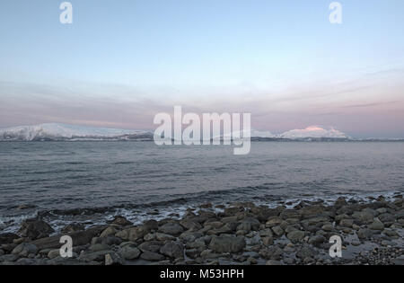 View of the Ullsfjorden in the municipality of Lyngen, Norway Stock Photo