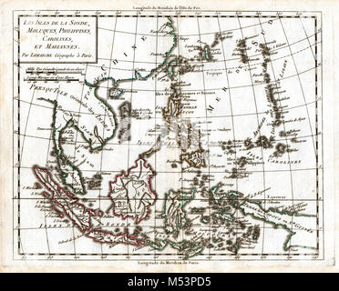 1830 Delamarche Atlas Map - East Indies - Sumatra Java Borneo Malaysia Singapore Philippines Celebes Vietnam Stock Photo