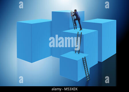 Businessman climbing blocks in challenge business concept Stock Photo