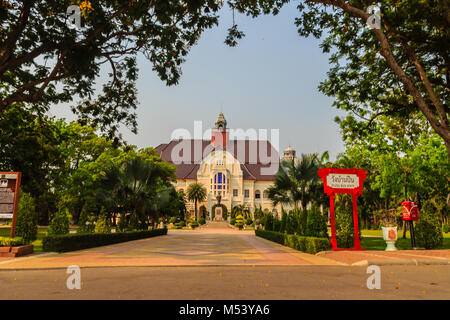 Phetchaburi, Thailand - March 19, 2015: Beautiful Landscape and Architecture of Phra Ramratchaniwet Palace (Wang Ban Peun), former the king Rama 5 pal Stock Photo