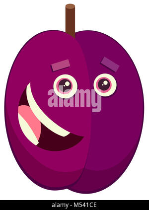 cartoon plum fruit character Stock Photo