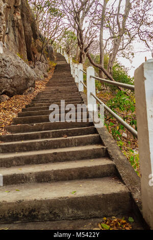 The stairs leading up the temple on the mountain Stock Photo