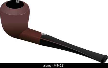 Smoking brown pipe on isolated white background. Vector illustration Stock Vector