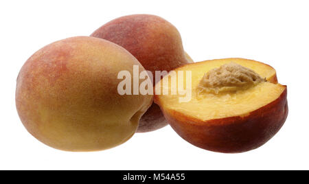 Ripe Peach Fruit Slice Isolated On White Background Stock Photo