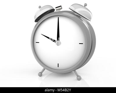 Alarm clock on white background. 10 O'Clock, am or pm. 3D rendering Stock Photo