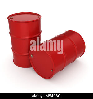 3D rendering red barrels Stock Photo