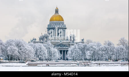 Saint Isaac's Cathedral in winter, Saint Petersburg, Russia Stock Photo