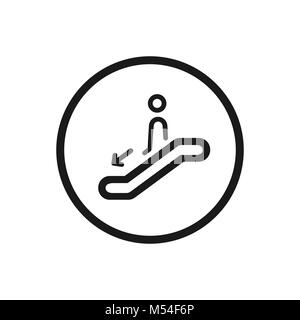 Escalator icon with down stairs symbol on a white background. Vector illustration Stock Vector