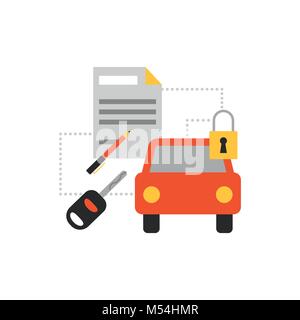 Car insurance, rental and purchase concept Stock Vector