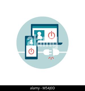 Log out from your account on all devices and disconnect, web security concept Stock Vector