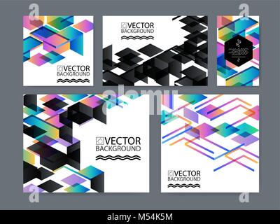 Geometric trendy illustration background, placard, memphis geometric style flat and 3d design elements. Retro art for covers, banners Stock Vector