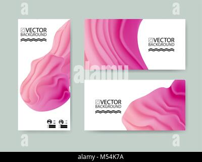 Marble trendy illustration backgrounds, placards with abstract liquid shapes, geometric style flat and 3d design elements. Retro art for covers, banne Stock Vector