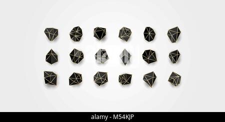 Set of minimal geometric multicolor symbol set shapes. Trendy icons and logotypes. Business signs symbols, labels, badges, frames and borders Stock Vector