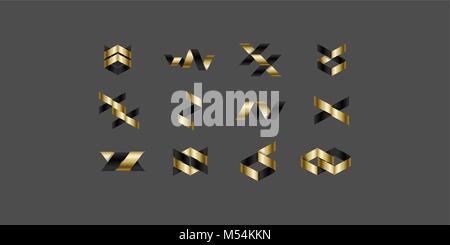Set of minimal geometric multicolor shapes. Trendy hipster icons and logotypes. Business signs symbols, labels, badges, frames and borders Stock Vector