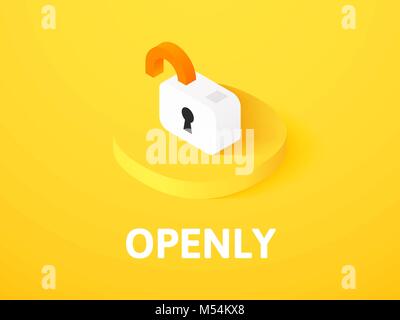 Open lock isometric icon, isolated on color background Stock Vector