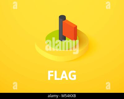 Flag isometric icon, isolated on color background Stock Vector