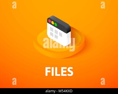 Files isometric icon, isolated on color background Stock Vector