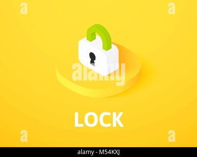 Lock isometric icon, isolated on color background Stock Vector