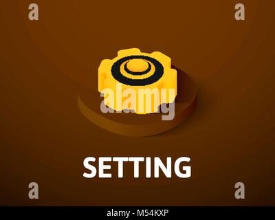 Setting isometric icon, isolated on color background Stock Vector