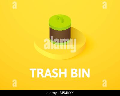 Trash bin isometric icon, isolated on color background Stock Vector