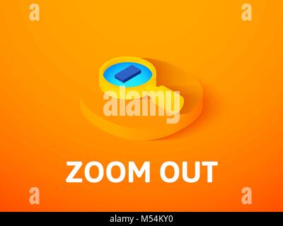 Zoom out isometric icon, isolated on color background Stock Vector