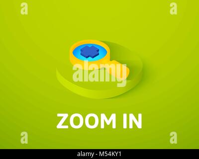 Zoom in isometric icon, isolated on color background Stock Vector
