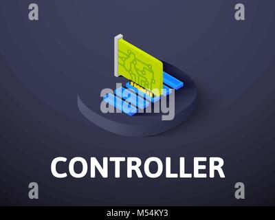 Controller isometric icon, isolated on color background Stock Vector