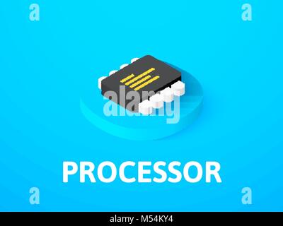 Processor isometric icon, isolated on color background Stock Vector
