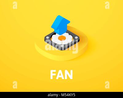 Fan isometric icon, isolated on color background Stock Vector