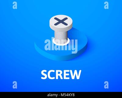 Screw isometric icon, isolated on color background Stock Vector