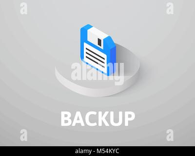 Backup isometric icon, isolated on color background Stock Vector