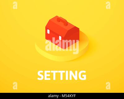 Setting isometric icon, isolated on color background Stock Vector