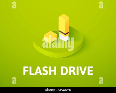 Flash drive isometric icon, isolated on color background Stock Vector