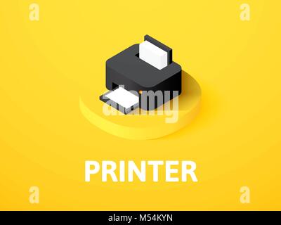 Printer isometric icon, isolated on color background Stock Vector