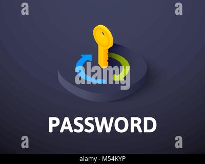 Password isometric icon, isolated on color background Stock Vector
