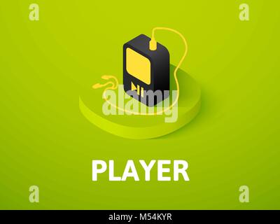 Player isometric icon, isolated on color background Stock Vector