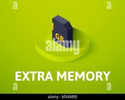 Extra memory isometric icon, isolated on color background Stock Vector