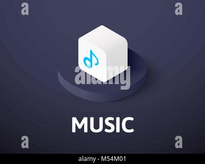 Music isometric icon, isolated on color background Stock Vector