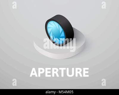 Aperture isometric icon, isolated on color background Stock Vector